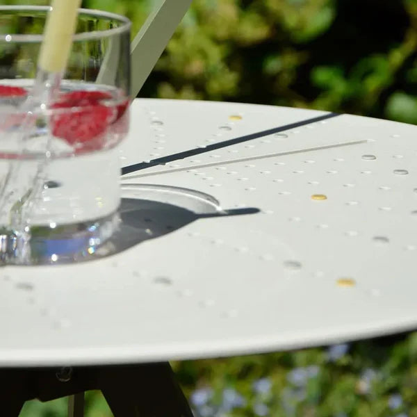 Close-up detail of Sundial Table and solar clock functionality - Australiation - Austeralia